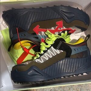 Off-White Red and Green Sneakers Modern Design